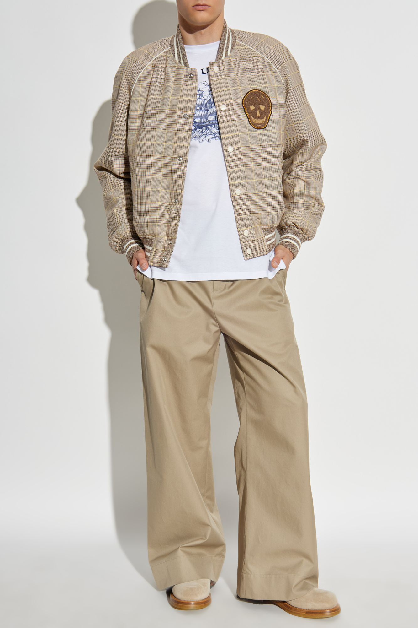 Tシャツ・カットソー alexander mcqueen Distressed tartan overshirt オーバーサイズ McQueen Tシャツ | ブラック | Alexander McQueen JP